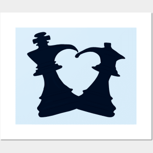 Chess - Black King and Queen Forming a Heart Posters and Art